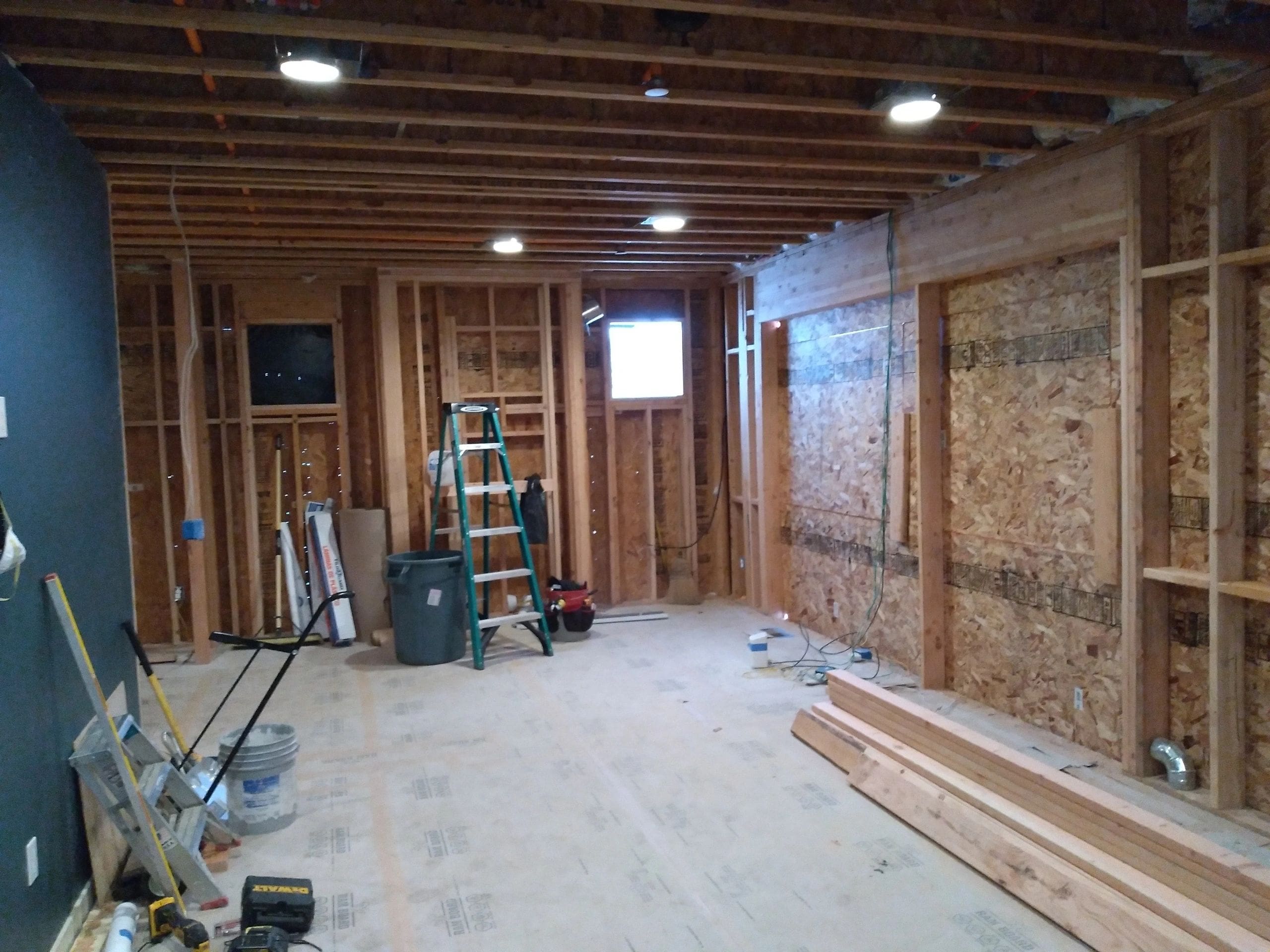 A room with wood walls and floors in it